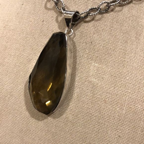 Smokey Quartz Diamond Cut Open Link Sterling Silver Chain - Picture 6 of 10